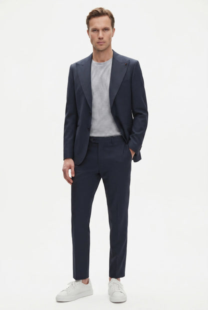 Tween Slim Fit Lacivert Düz Yünlü Takim Elbise