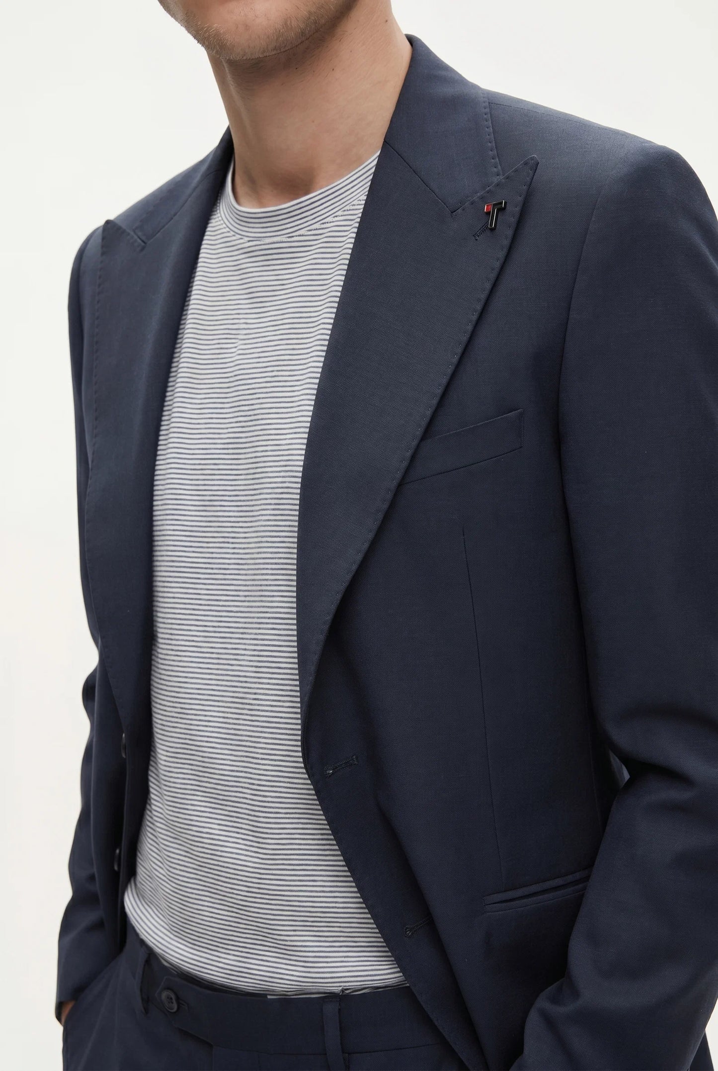 Tween Slim Fit Lacivert Düz Yünlü Takim Elbise