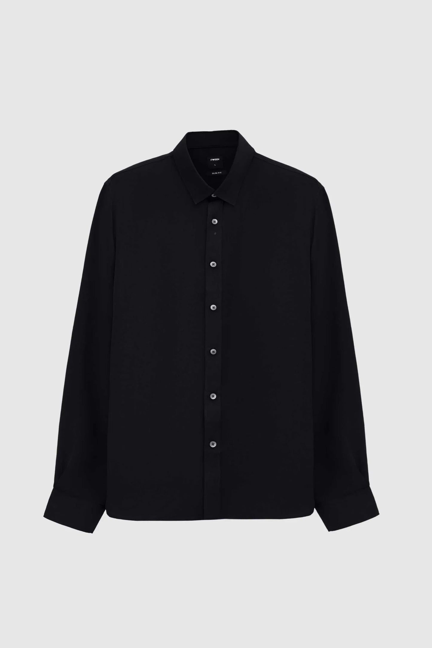 Tween Slim Fit Siyah Düz Easy Care Gömlek