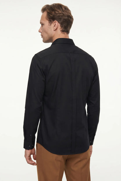 Tween Slim Fit Siyah Düz Easy Care Gömlek
