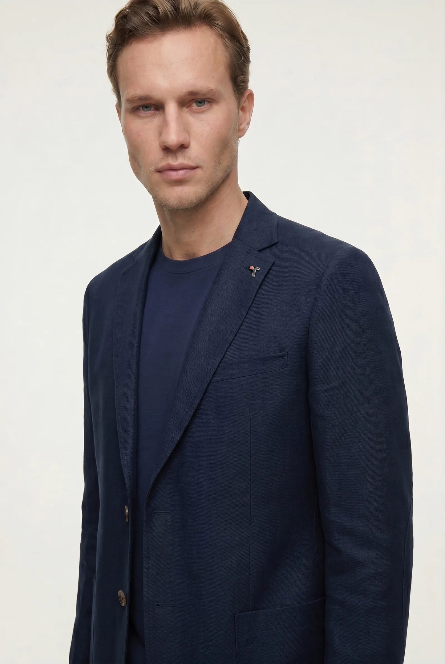 Tween Slim Fit Lacivert %100 Keten Kumaş Ceket