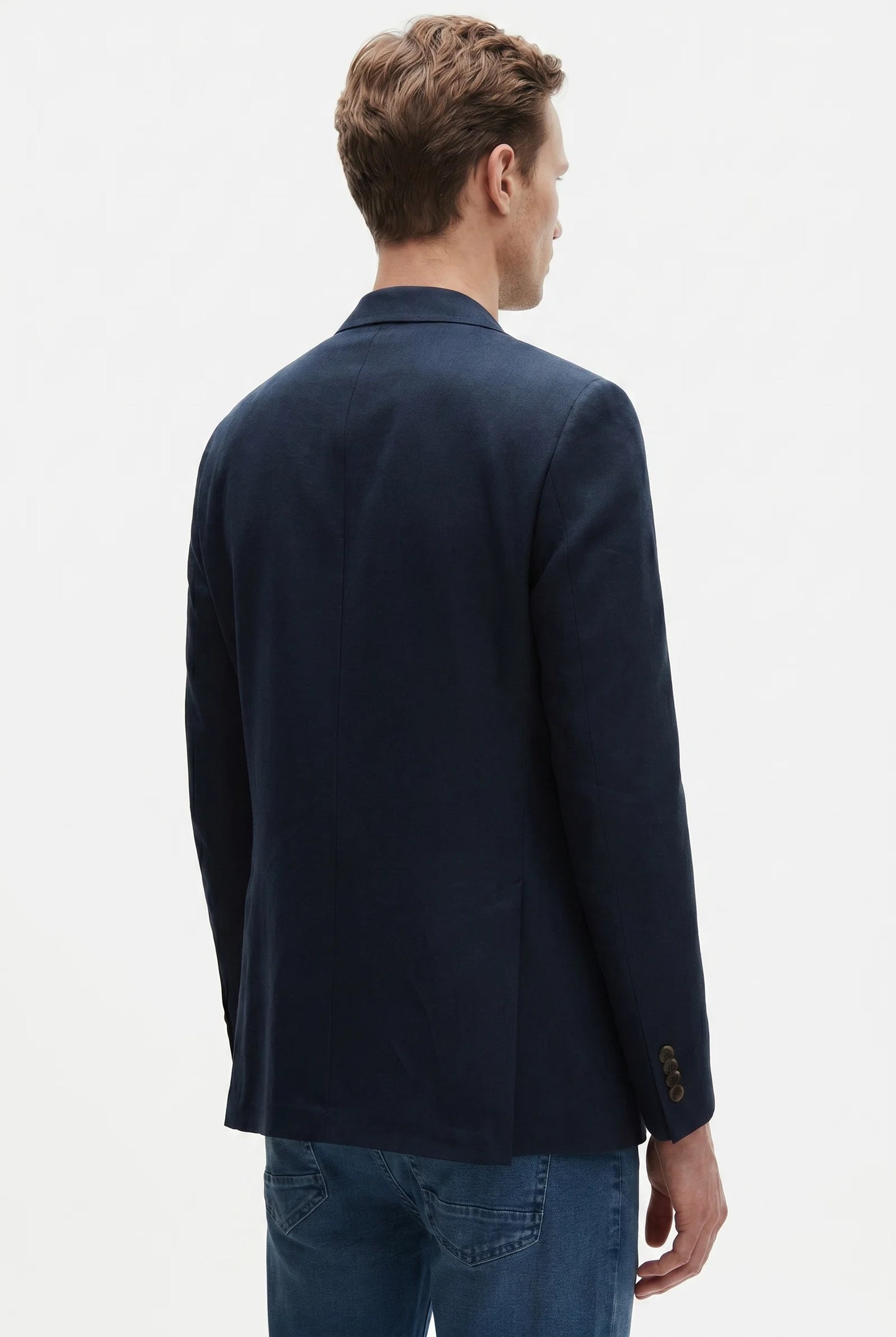 Tween Slim Fit Lacivert %100 Keten Kumaş Ceket