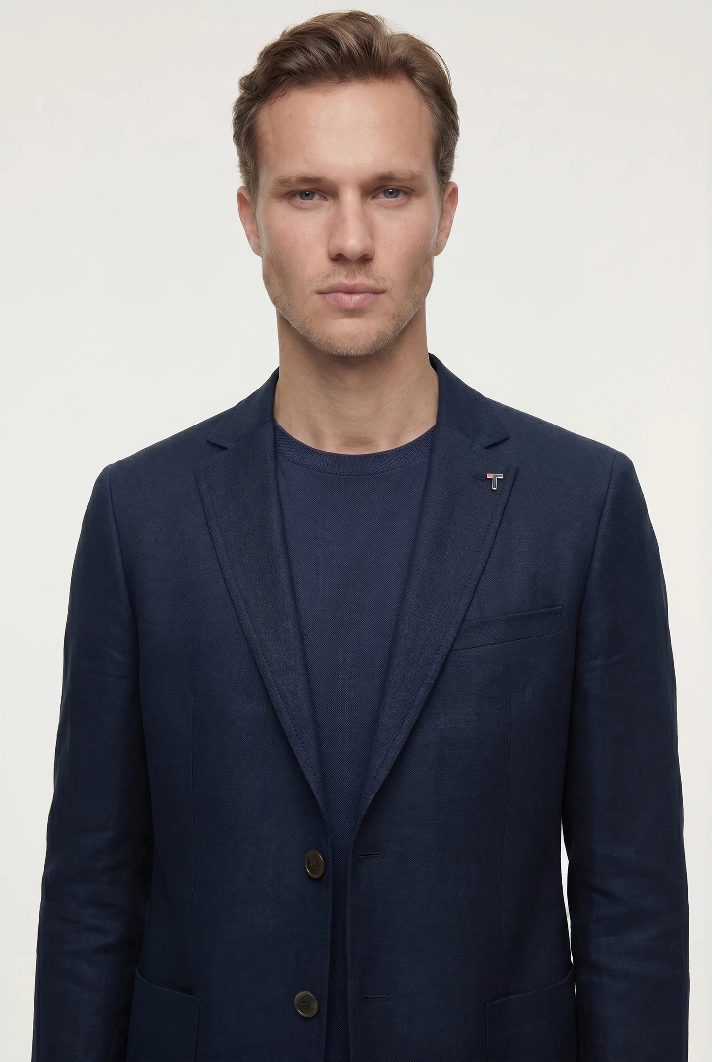 Tween Slim Fit Lacivert %100 Keten Kumaş Ceket