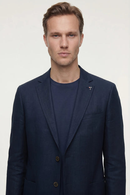 Tween Slim Fit Lacivert %100 Keten Kumaş Ceket