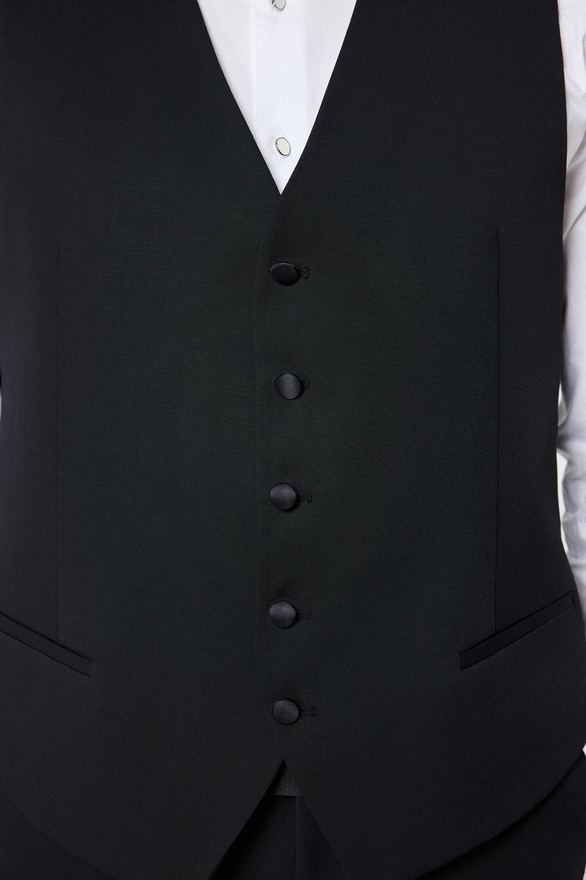 Twn Slim Fit Siyah Düz Smokin Yelekli Takim Elbise