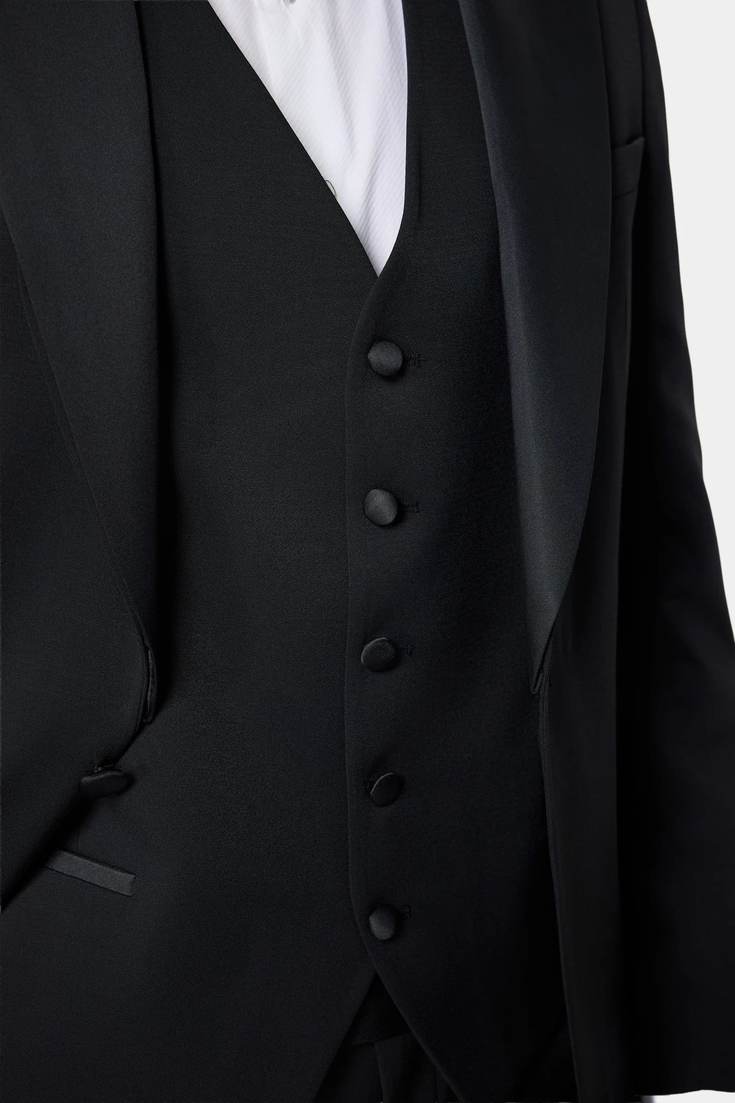 Twn Slim Fit Siyah Düz Smokin Yelekli Takim Elbise