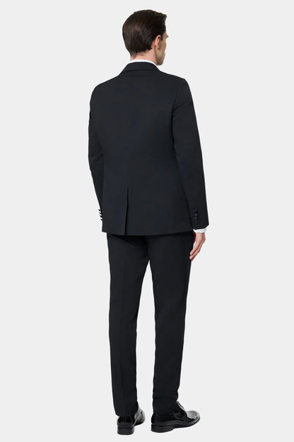 Twn Slim Fit Siyah Düz Smokin Yelekli Takim Elbise
