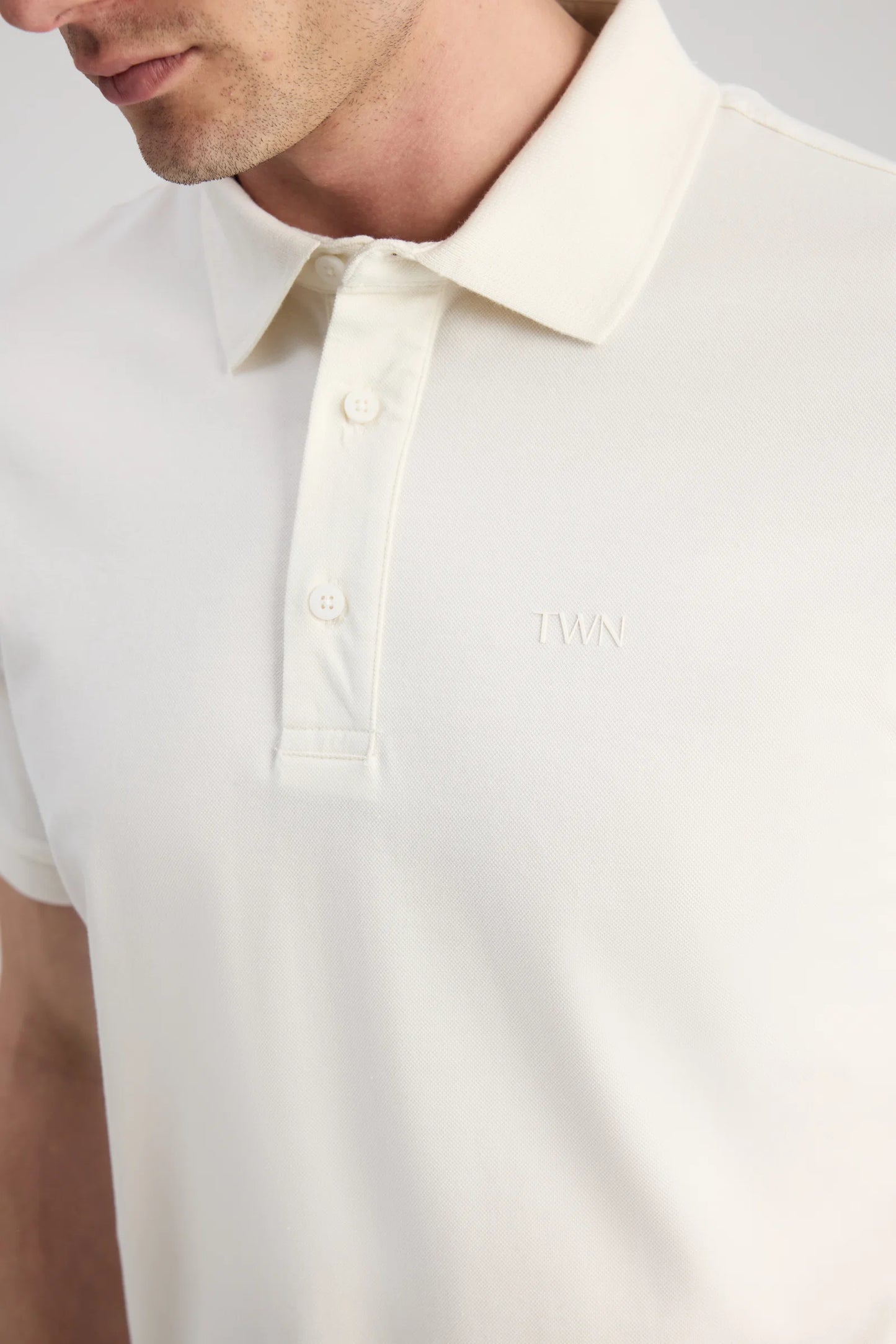 Twn Slim Fit Ekru Pike Dokulu T-shirt