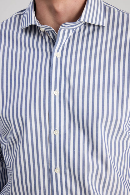 Ds Damat Slim Fit Lacivert Çizgili Gömlek
