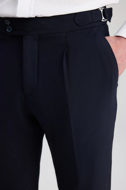 Ds Damat Lacivert Armürlü Kumaş Pantolon