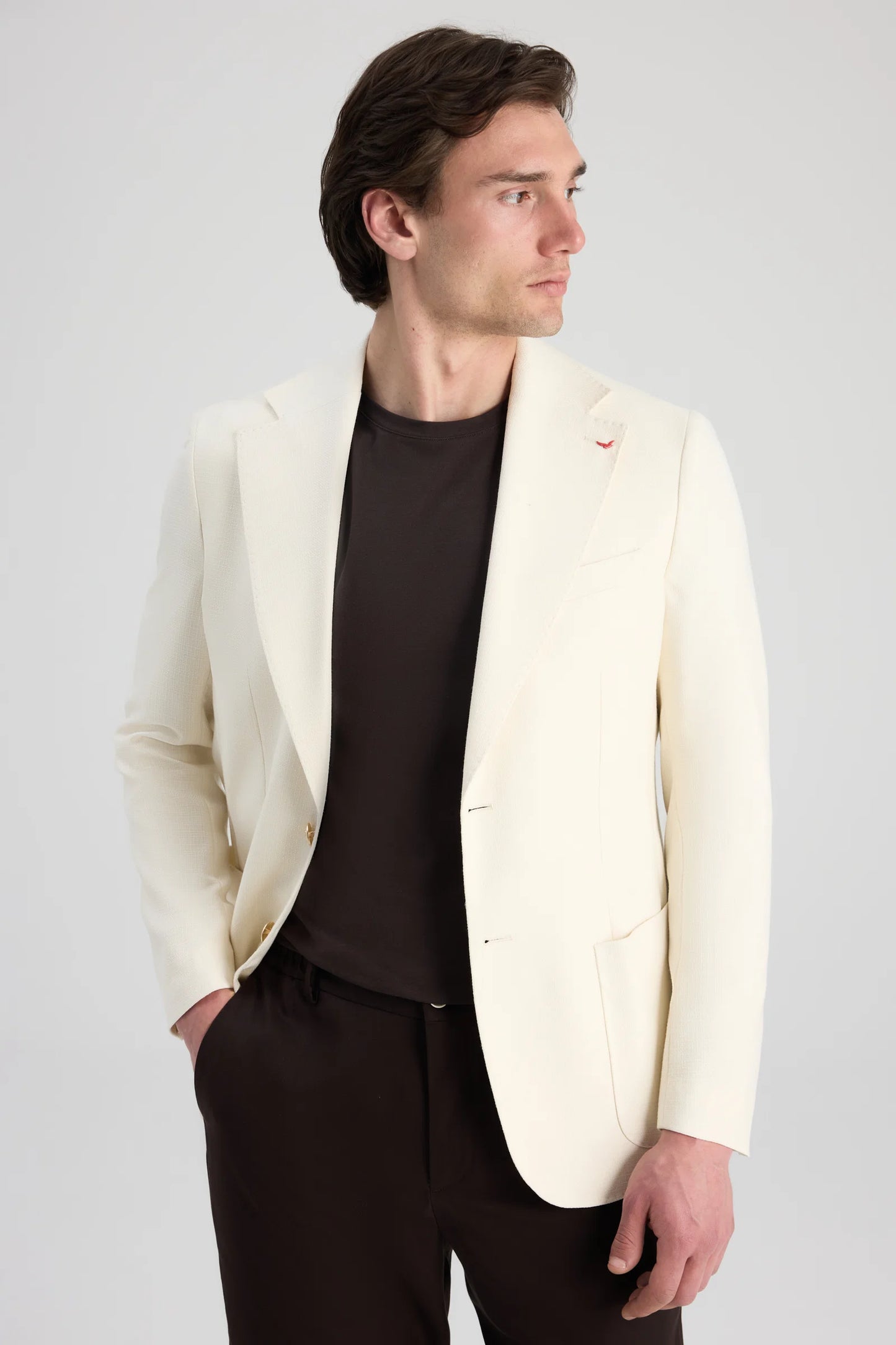 Ds Damat Regular Fit Ekru Armürlü Kumaş Ceket