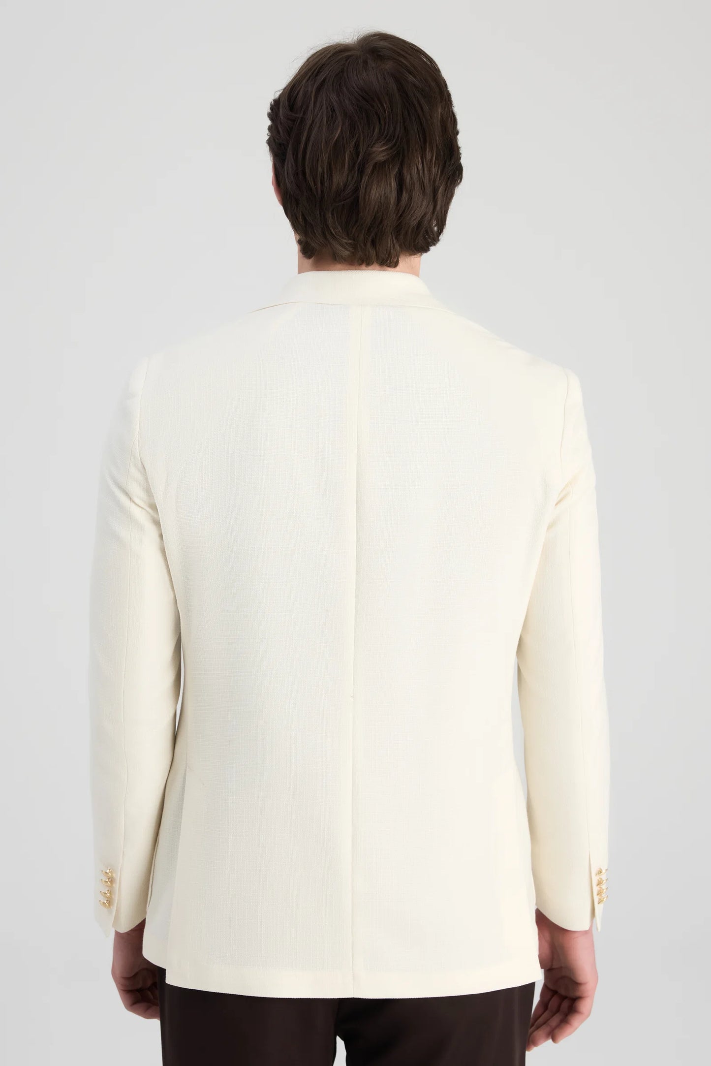 Ds Damat Regular Fit Ekru Armürlü Kumaş Ceket