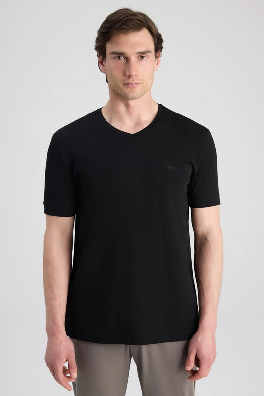Twn Slim Fit Siyah Düz T-shirt