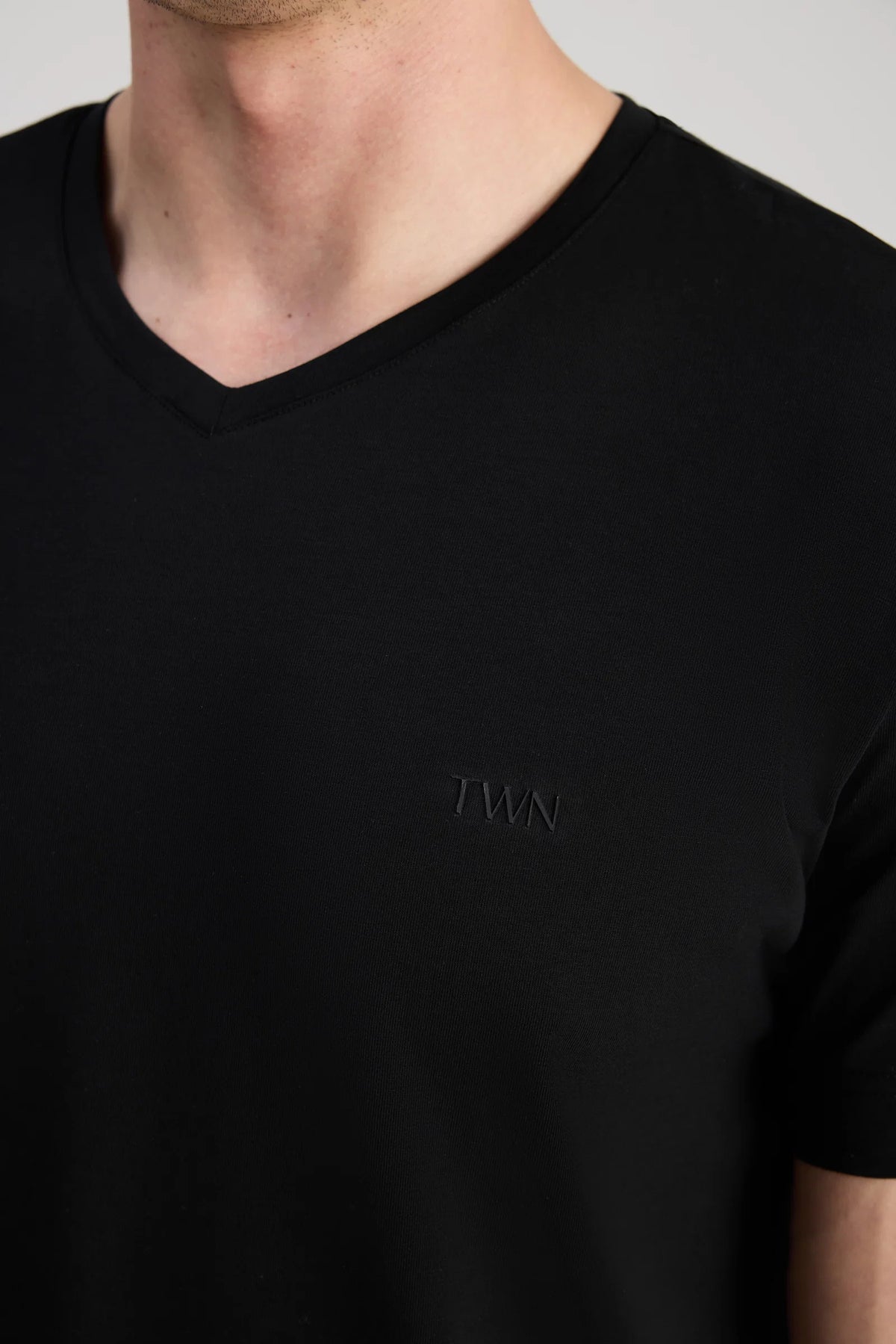 Twn Slim Fit Siyah Düz T-shirt