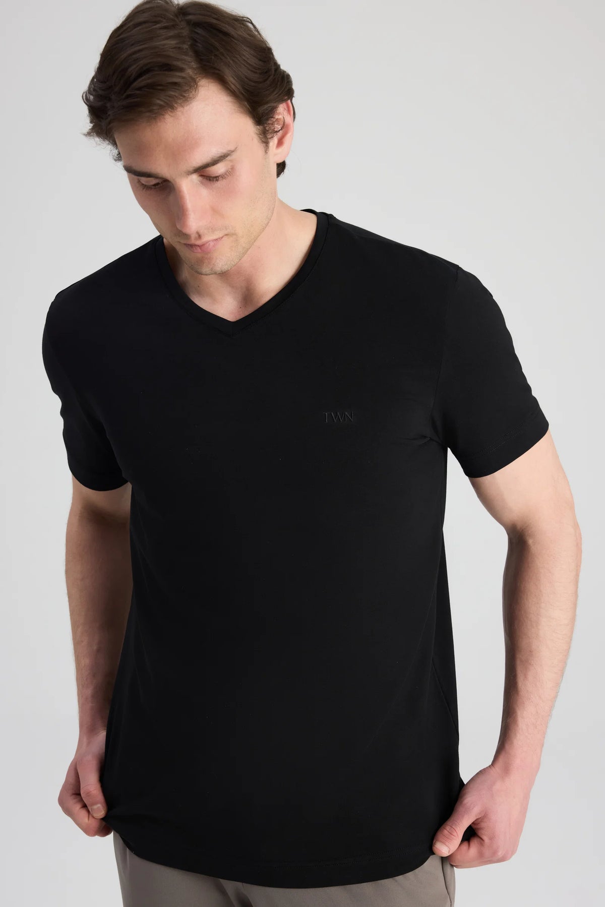 Twn Slim Fit Siyah Düz T-shirt