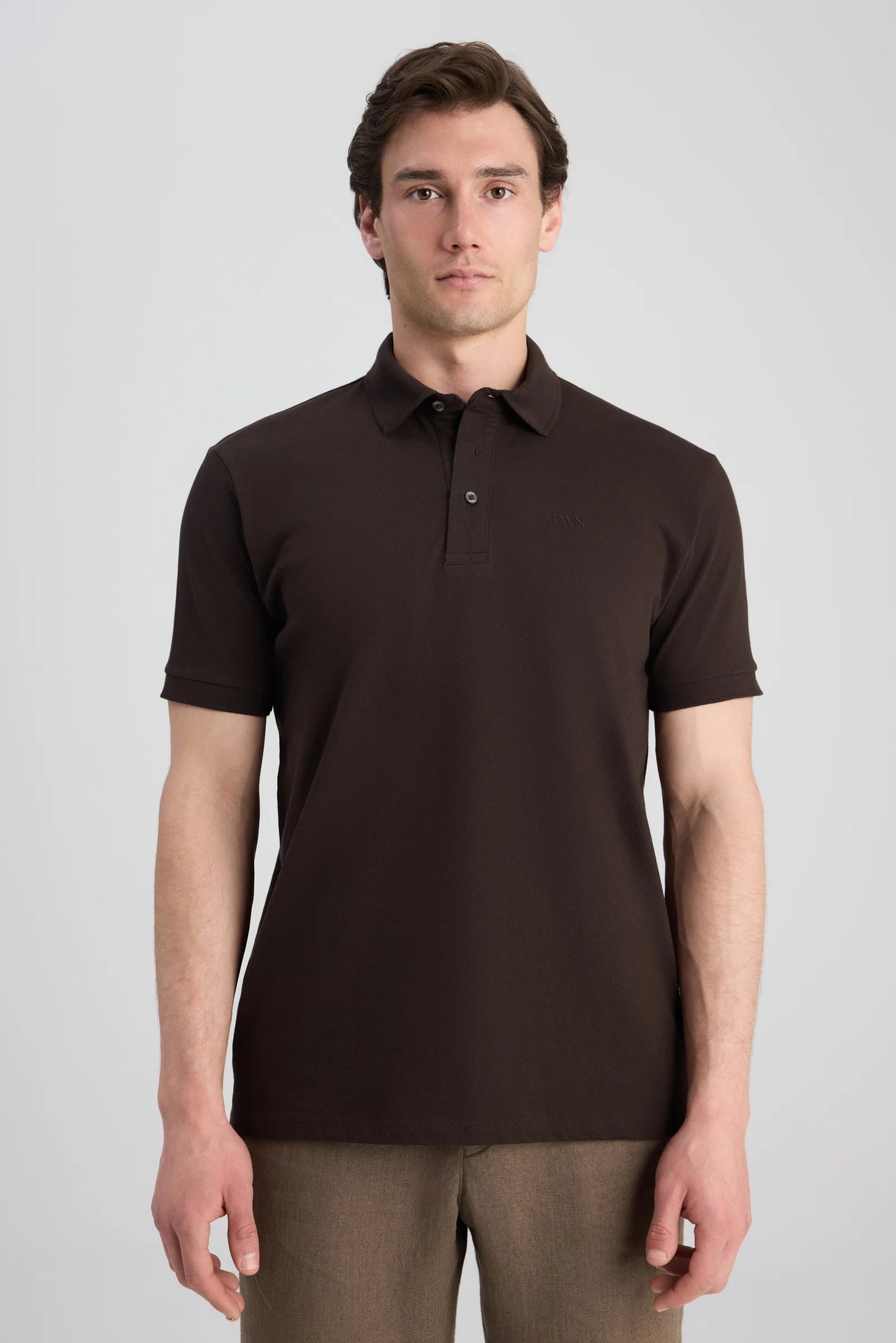 Twn Slim Fit Kahverengi Pike Dokulu T-shirt