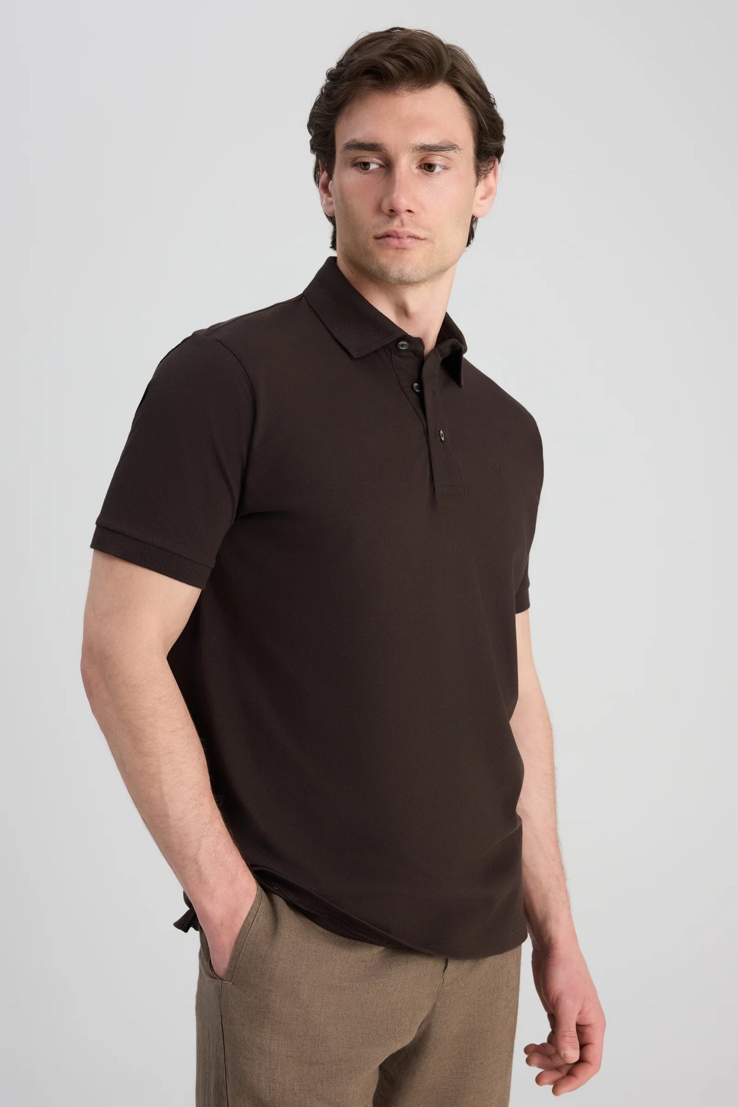Twn Slim Fit Kahverengi Pike Dokulu T-shirt