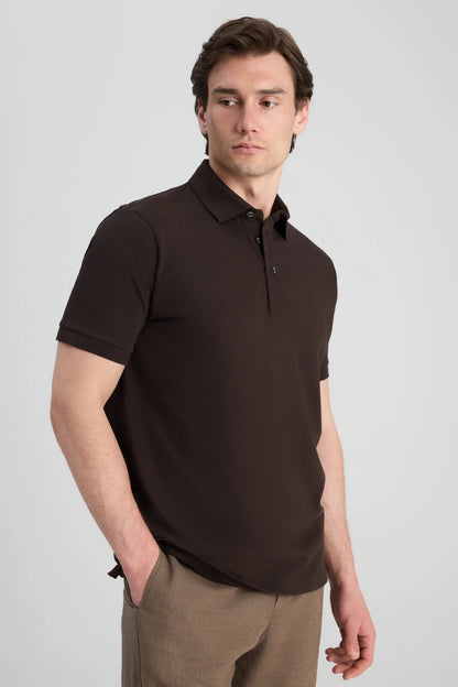 Twn Slim Fit Kahverengi Pike Dokulu T-shirt