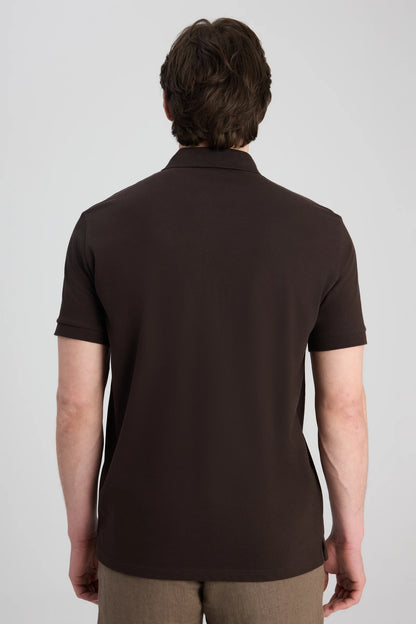 Twn Slim Fit Kahverengi Pike Dokulu T-shirt