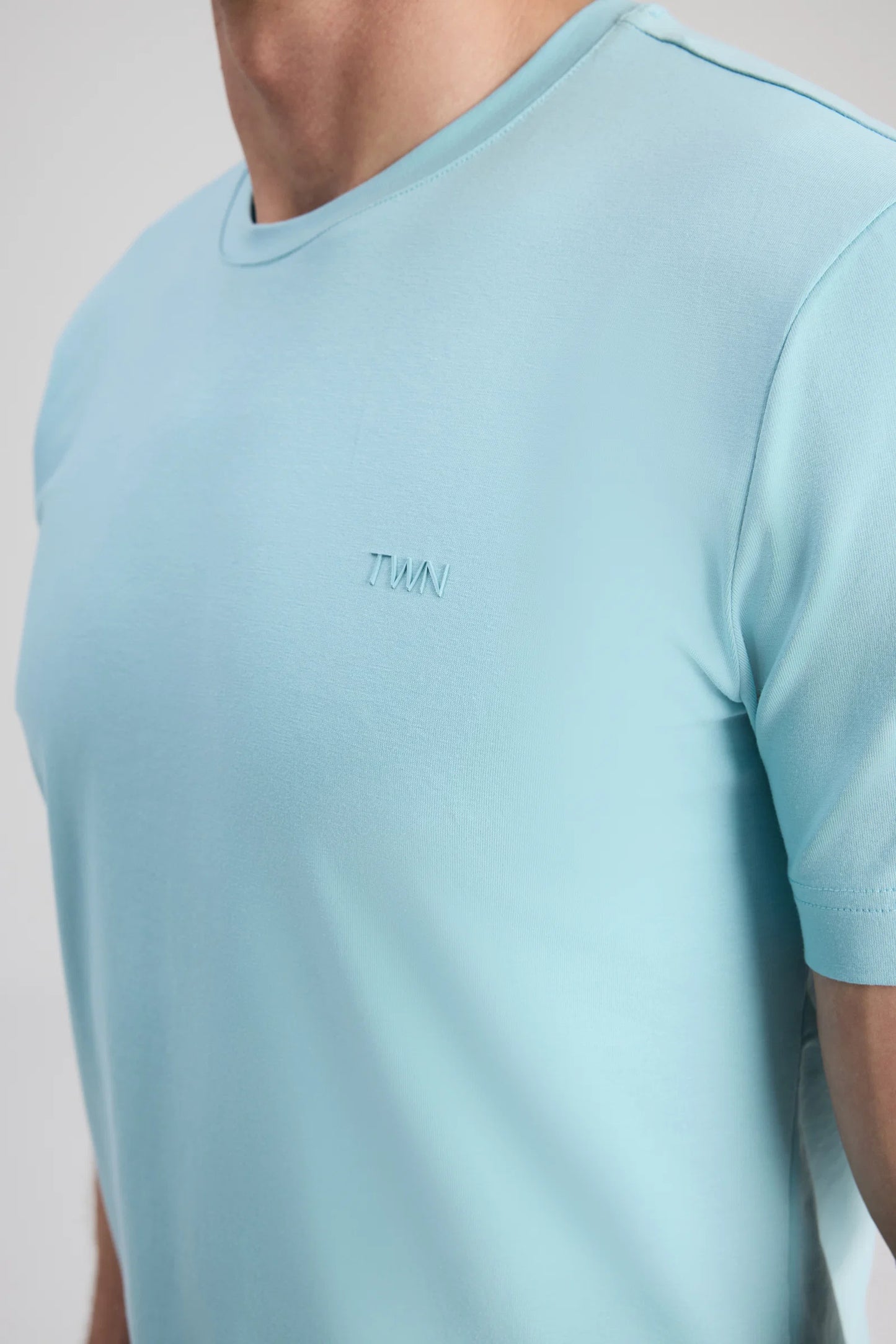 Twn Slim Fit Aqua Düz T-shirt
