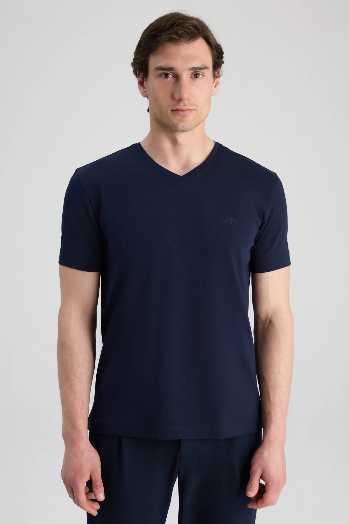 Twn Slim Fit Lacivert Düz T-shirt
