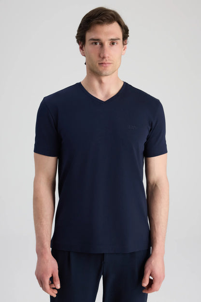 Twn Slim Fit Lacivert Düz T-shirt