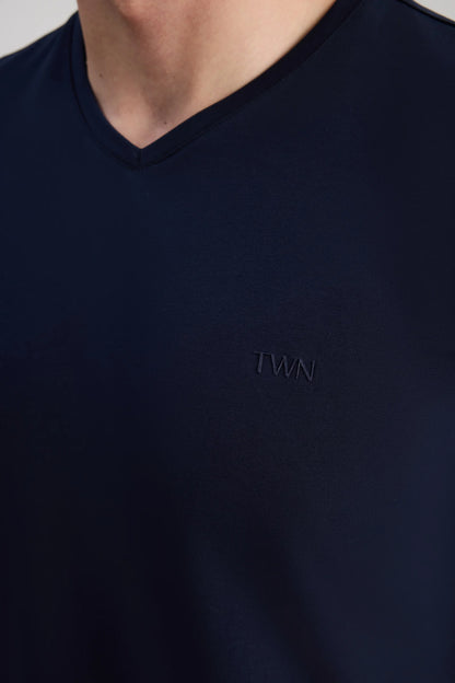 Twn Slim Fit Lacivert Düz T-shirt