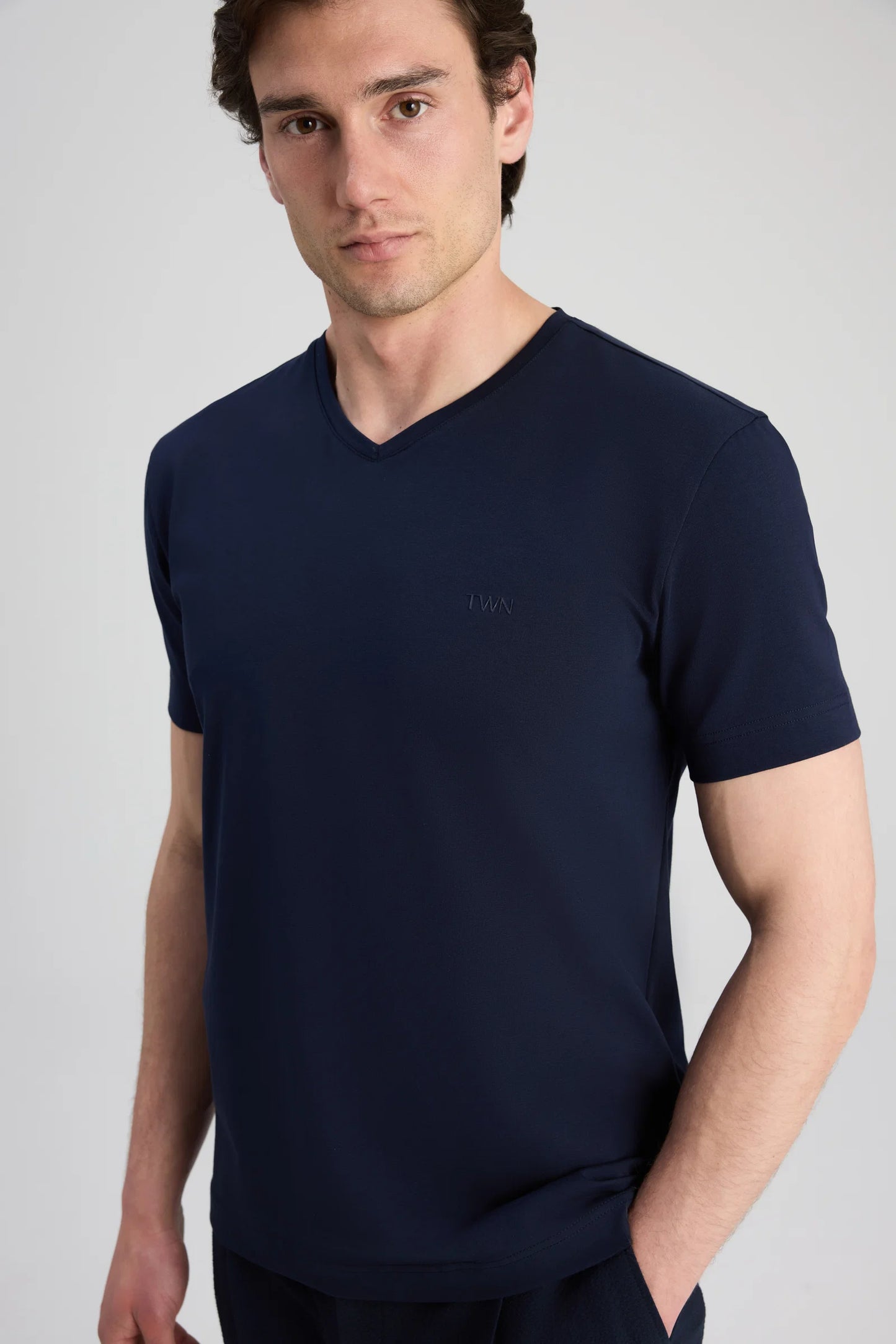 Twn Slim Fit Lacivert Düz T-shirt