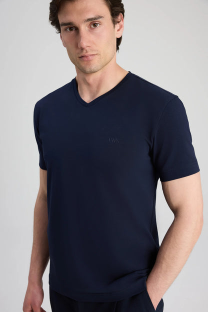 Twn Slim Fit Lacivert Düz T-shirt