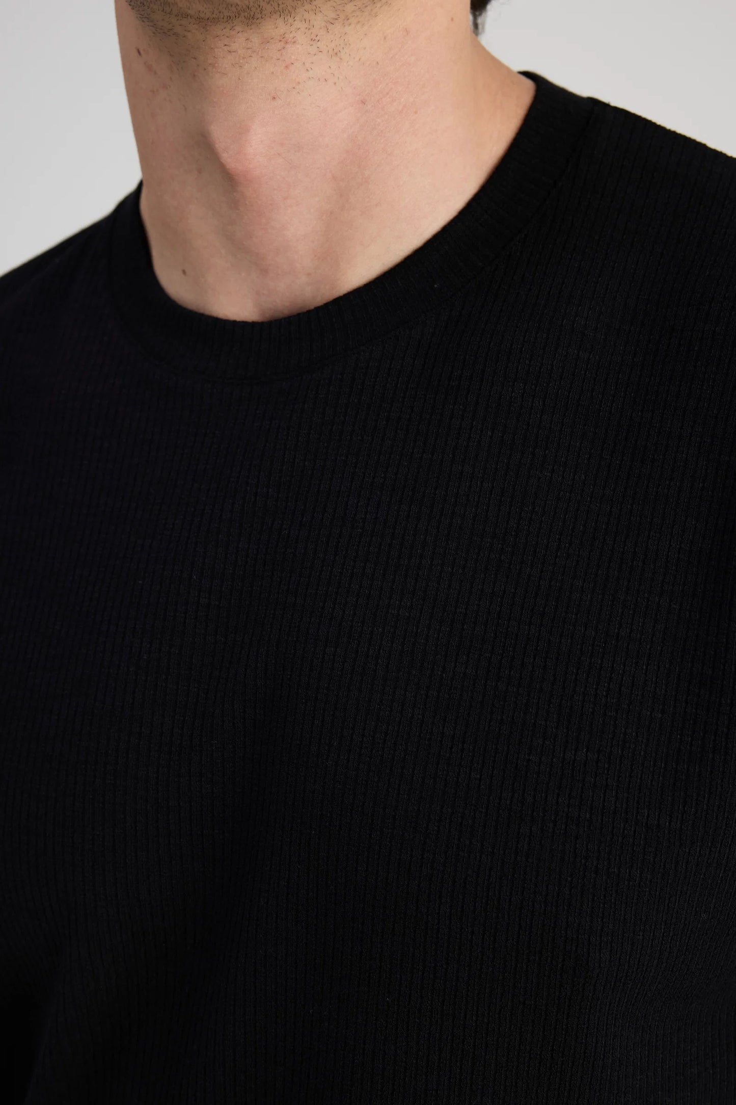 Twn Slim Fit Siyah Fitilli T-shirt