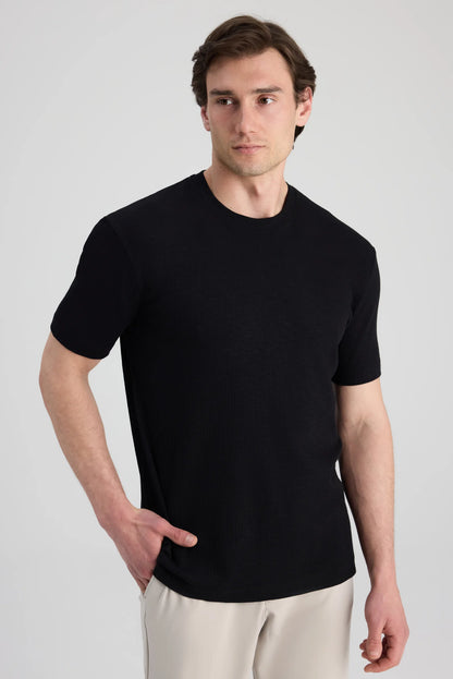Twn Slim Fit Siyah Fitilli T-shirt