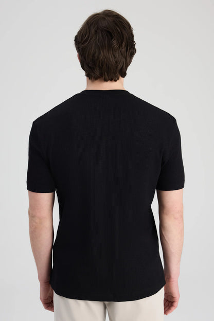 Twn Slim Fit Siyah Fitilli T-shirt