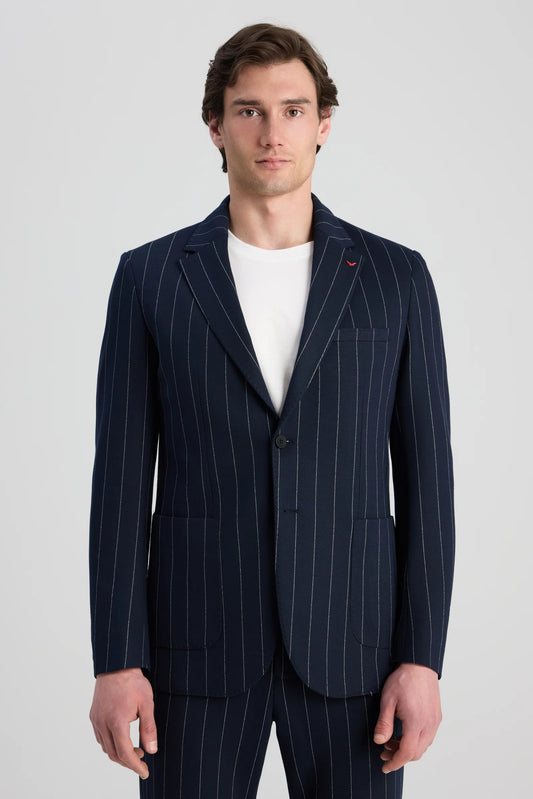 Ds Damat Regular Fit Lacivert Baskılı Takim Elbise