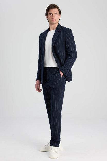 Ds Damat Regular Fit Lacivert Baskılı Takim Elbise