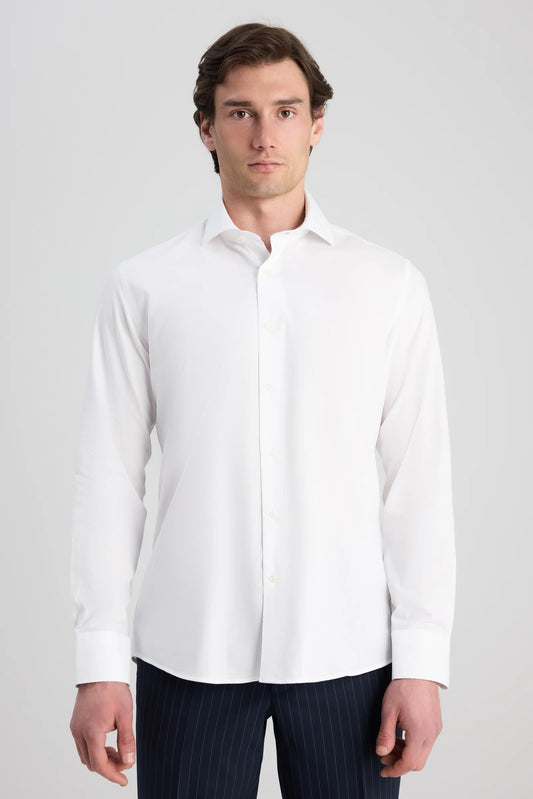 Ds Damat Slim Fit Beyaz Armürlü Gömlek
