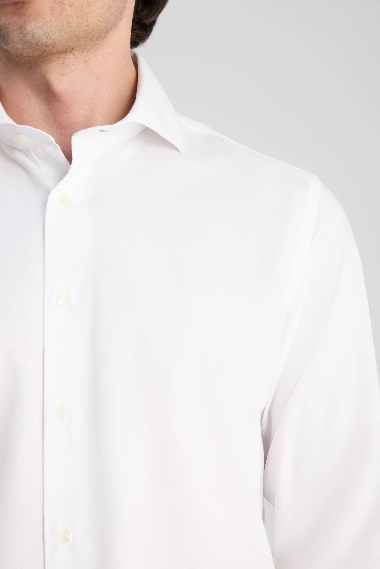 Ds Damat Slim Fit Beyaz Armürlü Gömlek
