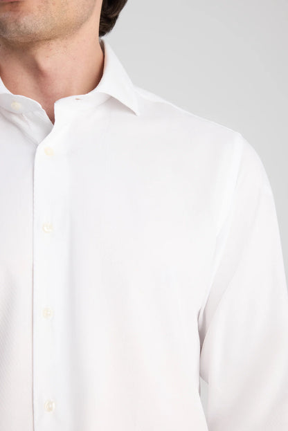 Ds Damat Slim Fit Beyaz Armürlü Gömlek