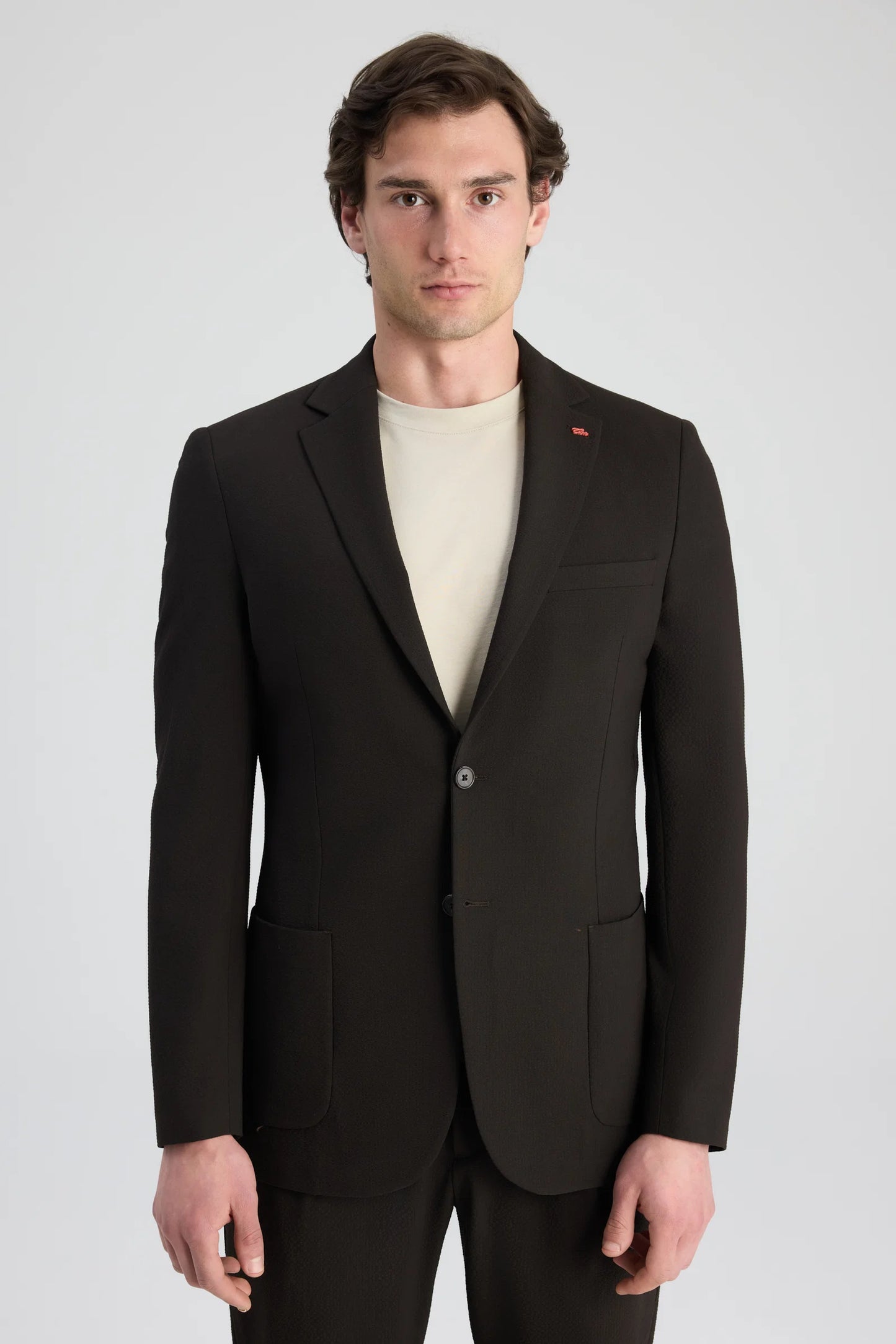 Twn Slim Fit Kahverengi Armürlü Ceket+ Pantolon Kumaş Ceket