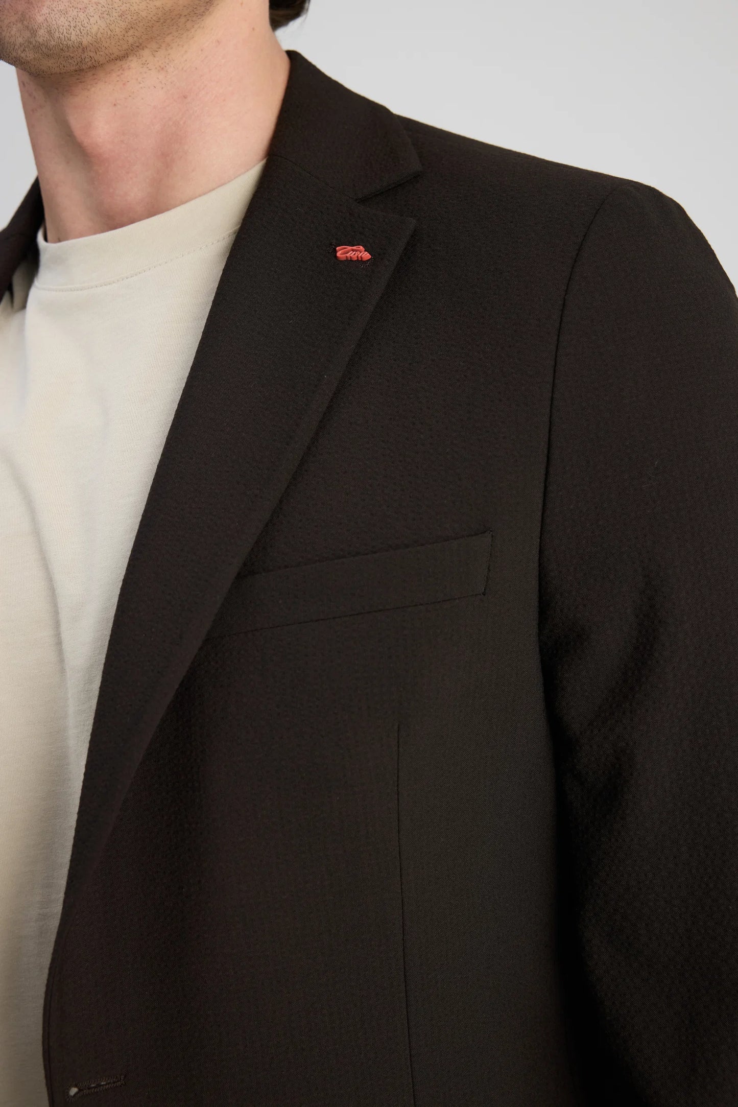 Twn Slim Fit Kahverengi Armürlü Ceket+ Pantolon Kumaş Ceket