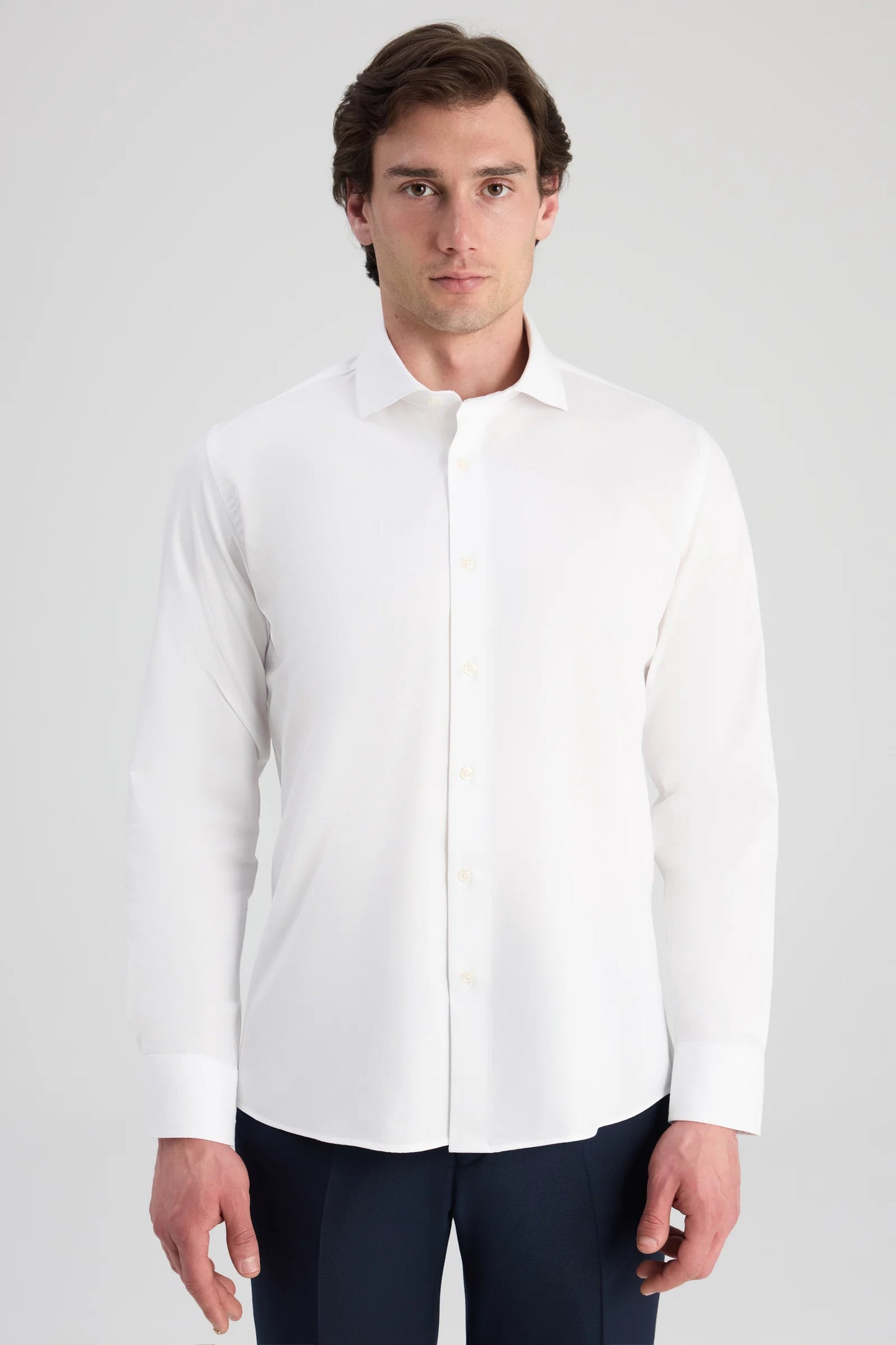 Ds Damat Slim Fit Beyaz Armürlü Gömlek