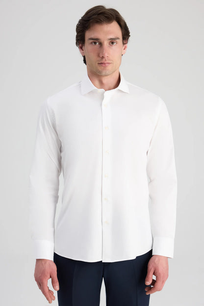 Ds Damat Slim Fit Beyaz Armürlü Gömlek