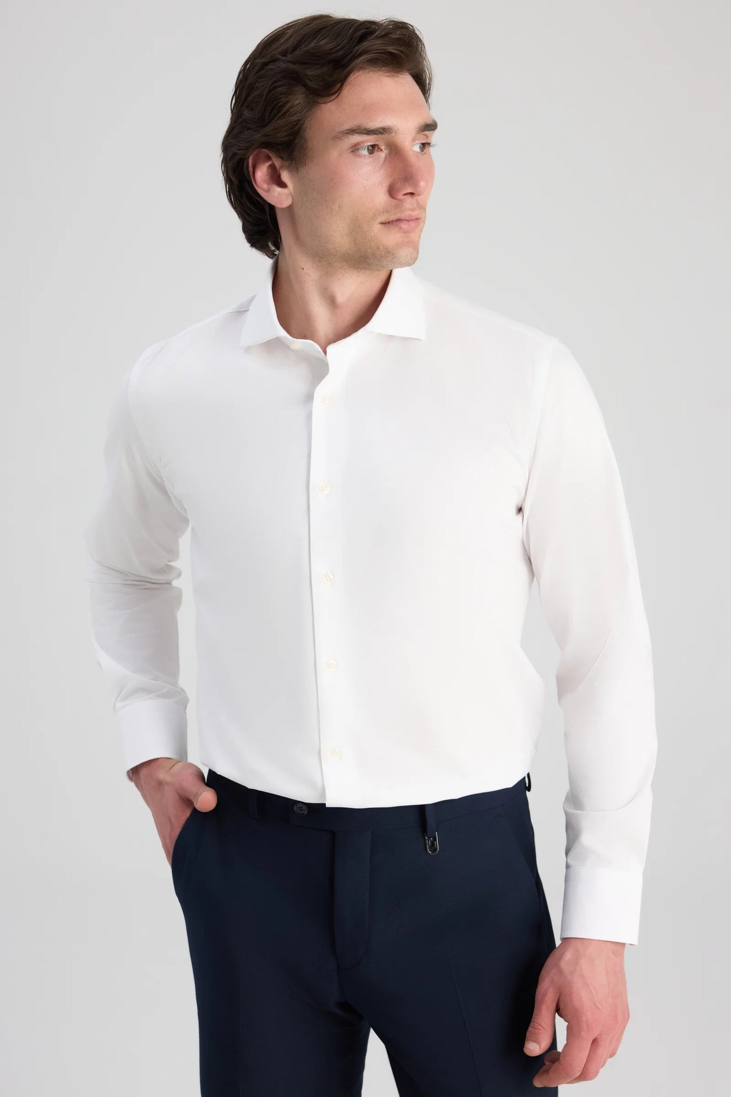 Ds Damat Slim Fit Beyaz Armürlü Gömlek