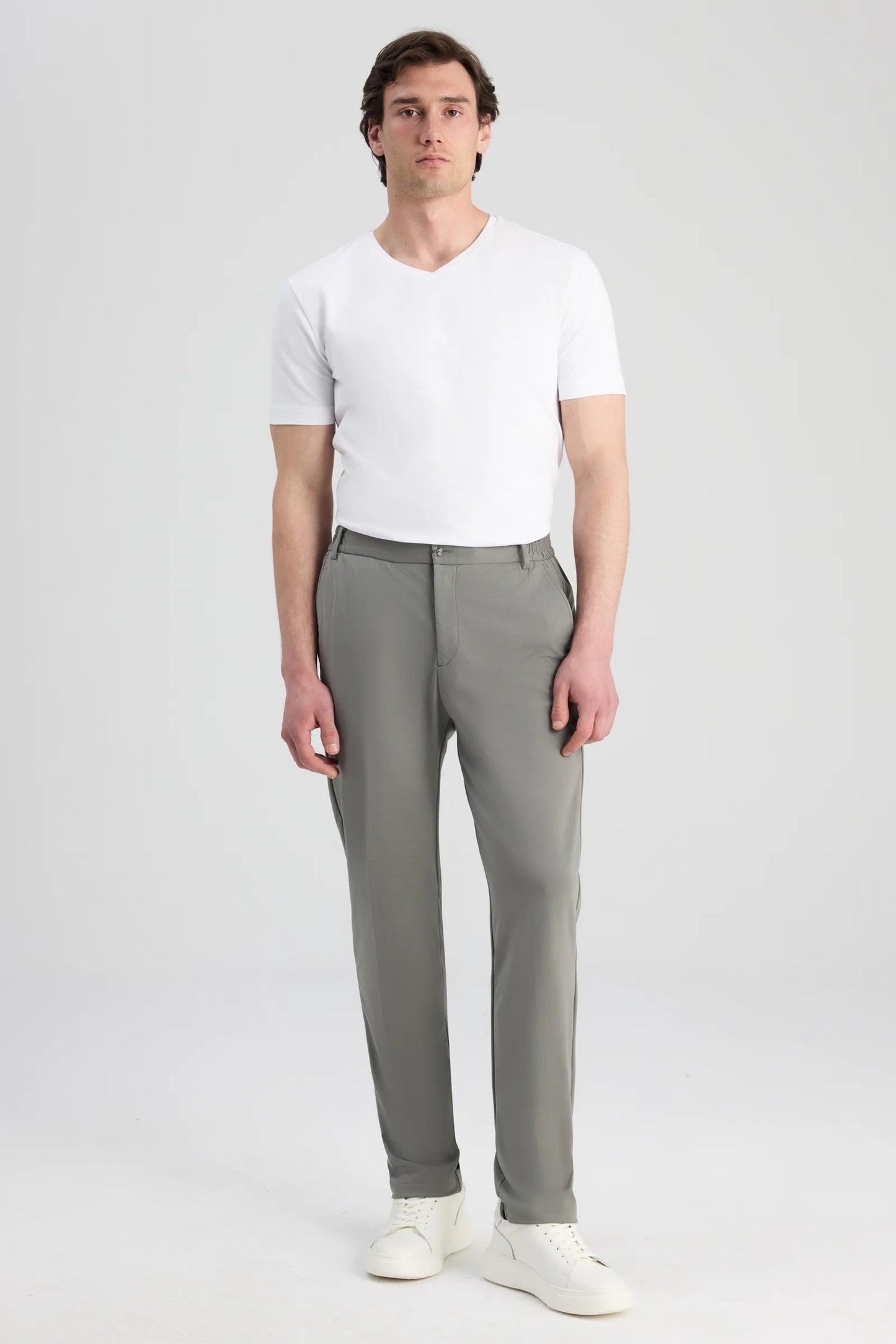 Twn Relaxed Fit (pilesiz) Adaçayı Düz Jogger Pantolon