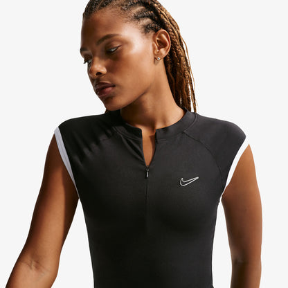 Nike Sleveless Fitted Quarter Zip Kadın Siyah T-shirt