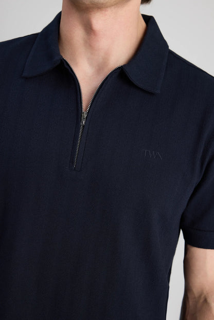 Twn Slim Fit Lacivert Düz T-shirt