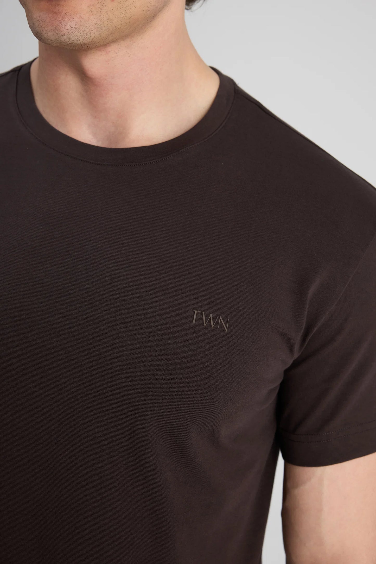 Twn Slim Fit Kahverengi Düz T-shirt