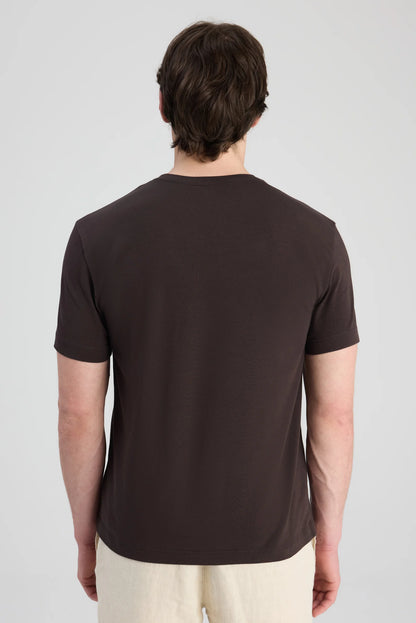 Twn Slim Fit Kahverengi Düz T-shirt