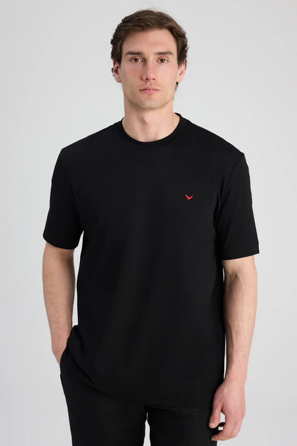 Ds Damat Regular Fit Siyah Düz T-shirt