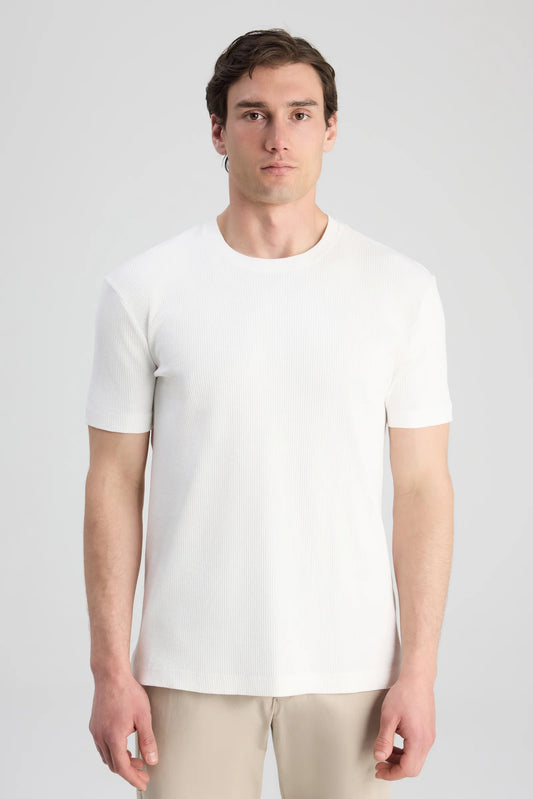 Twn Slim Fit Ekru Fitilli T-shirt