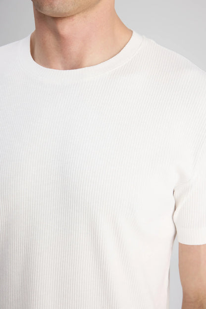 Twn Slim Fit Ekru Fitilli T-shirt